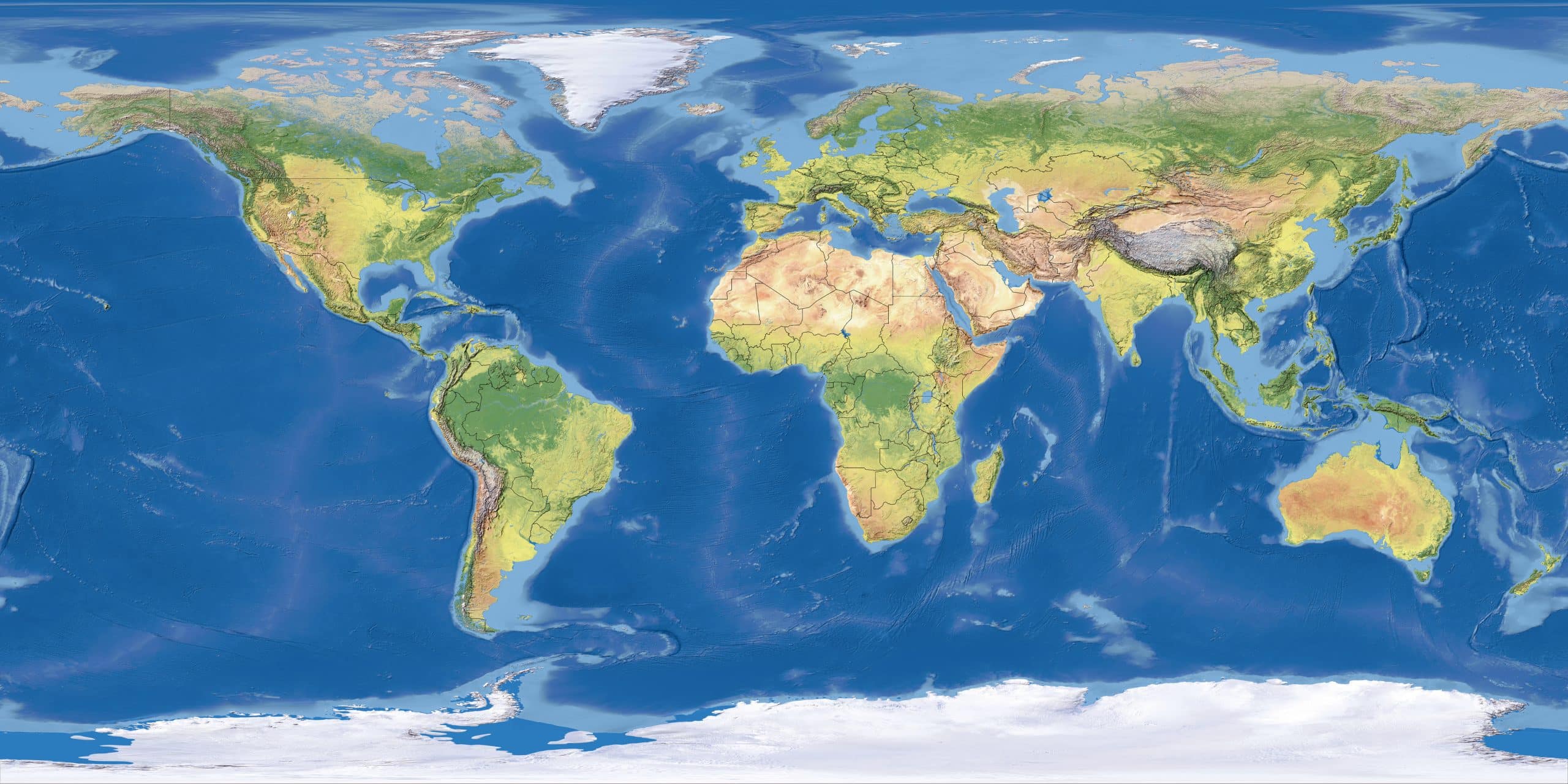 Digital world map Terrain。The software to create：Photoshop CS5